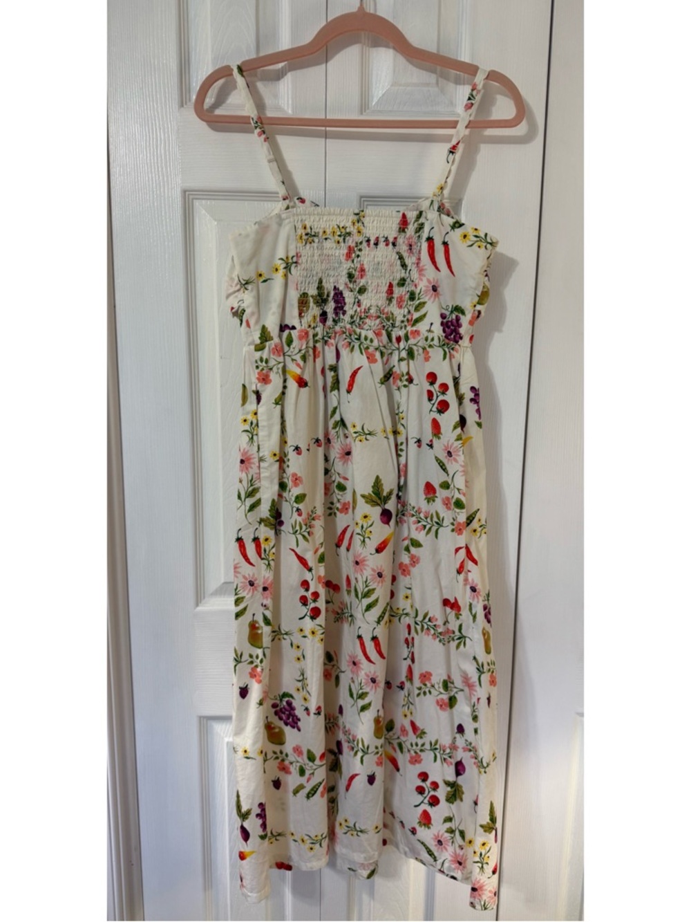 GAP Scallop Bow Floral Fruit Summer Midi Dress with Adjustable Straps XS - Picture 4 of 5